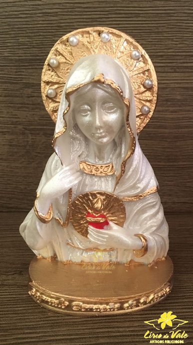Busto Sagrado Coração de Maria em Resina - Pérola 12cm