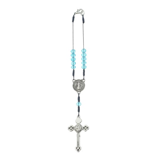 Dezena de Carro da Medalha de São Bento em Cristal Azul - 2Un