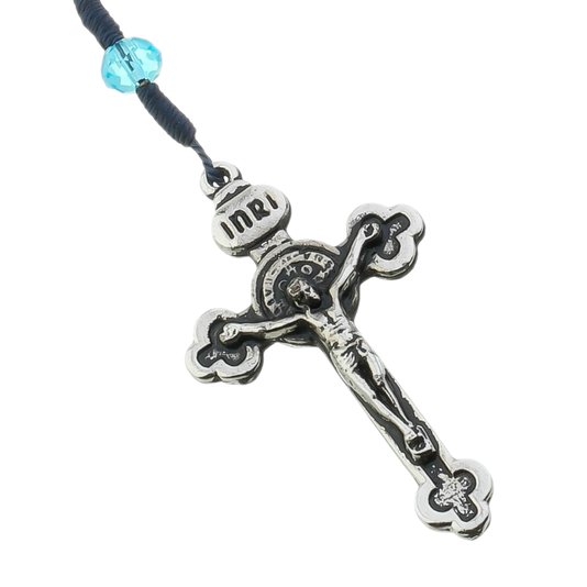Dezena de Carro da Medalha de São Bento em Cristal Azul - 2Un