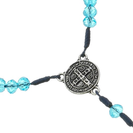 Dezena de Carro da Medalha de São Bento em Cristal Azul - 2Un