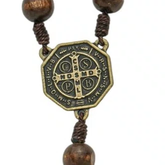 Dezena para Carro São Bento Madeira Marrom Escuro 10mm e Pompom