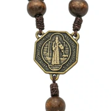 Dezena para Carro São Bento Madeira Marrom Escuro 10mm e Pompom