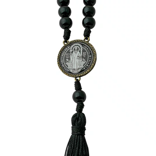 Dezena para Carro São Bento em Pérola Preta 10mm com pompom