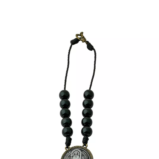 Dezena para Carro São Bento em Pérola Preta 10mm com pompom