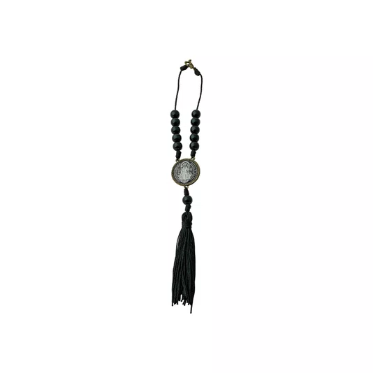 Dezena para Carro São Bento em Pérola Preta 10mm com pompom