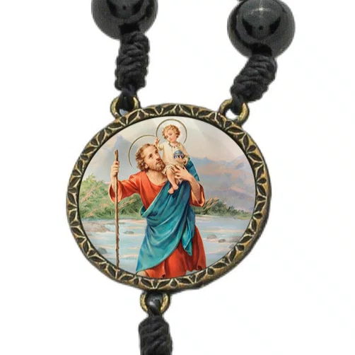 Dezena para Carro São Cristóvão de Pérola Preta 10mm