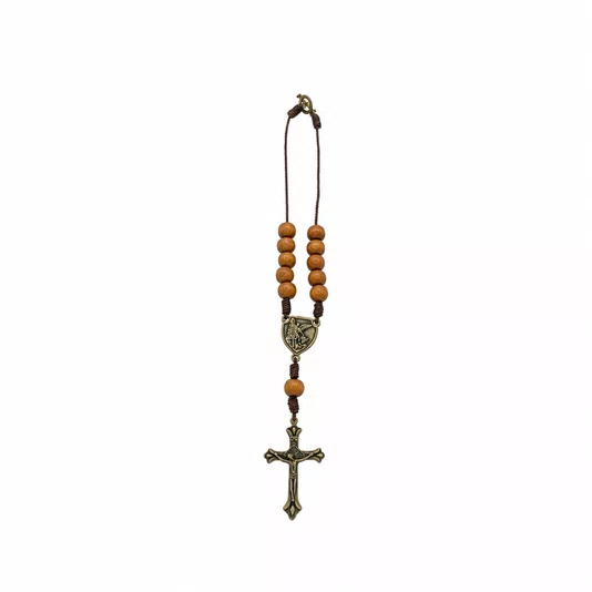 Dezena para Carro São Miguel Madeira Marrom Claro 10mm e Cruz