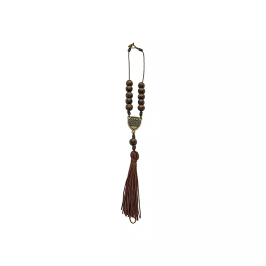 Dezena para Carro São Miguel Madeira Marrom Escuro 10mm e Pompom