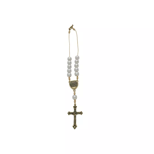 Dezena para Carro São Miguel Pérola Abs Branca 10mm e Cruz