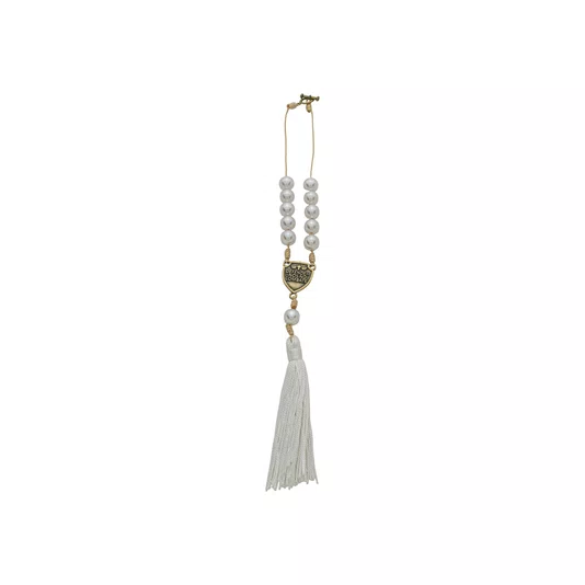 Dezena para Carro São Miguel Pérola Abs Branca 10mm e Pompom