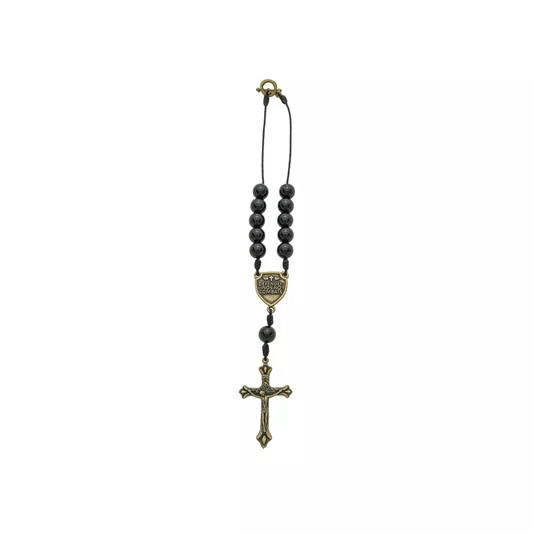 Dezena para Carro São Miguel Pérola Preta 10mm e Cruz