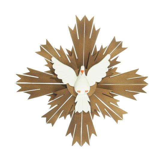 Divino Espírito Santo em Madeira para Parede - 32,5x32,5cm