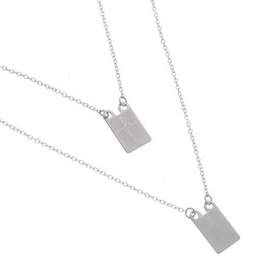 Escapulário com Medalha de Cruz e Fé Gravados a Laser - Inox