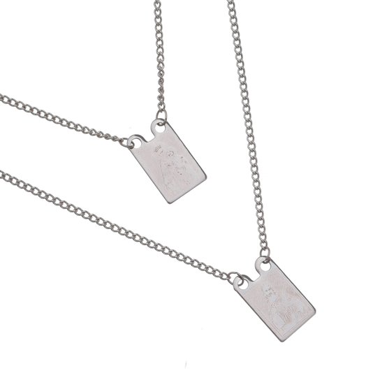Escapulário de Nossa Senhora do Carmo a Laser Fosco - Inox