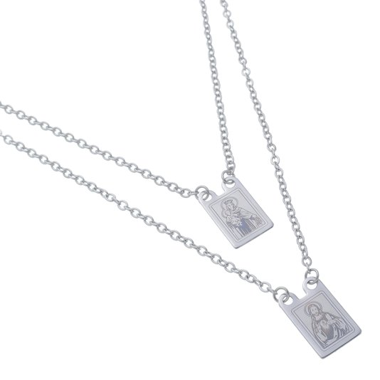 Escapulário de Nossa Senhora do Carmo Gravado à Laser com Detalhes - Inox