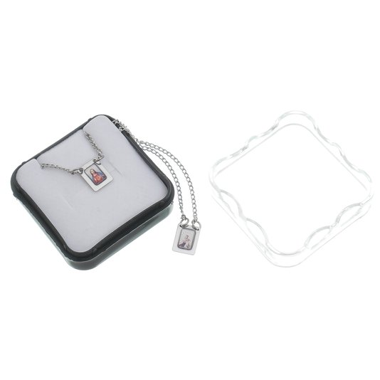 Escapulário de Nossa Senhora do Carmo com Medalha Mini Colorida - Inox
