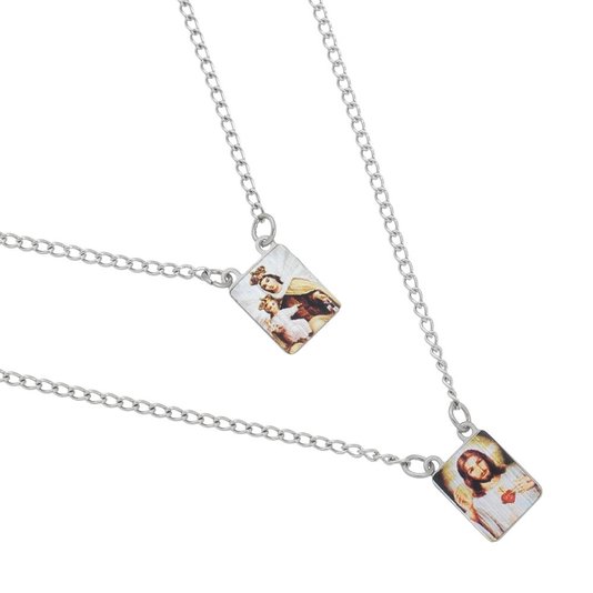 Escapulário de Nossa Senhora do Carmo com Medalhas Coloridas - Inox