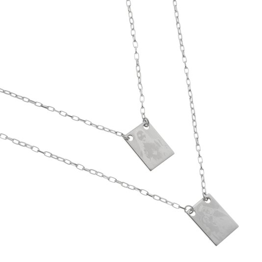 Escapulário Masculino de Nossa Senhora do Carmo Gravada a Laser - Inox