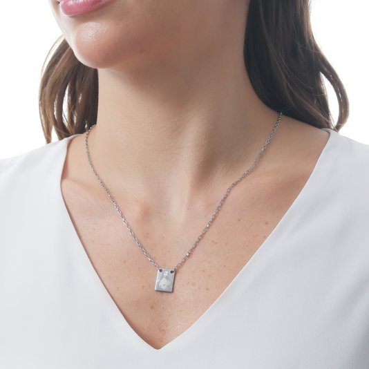 Escapulário Masculino de Nossa Senhora do Carmo Gravada a Laser - Inox