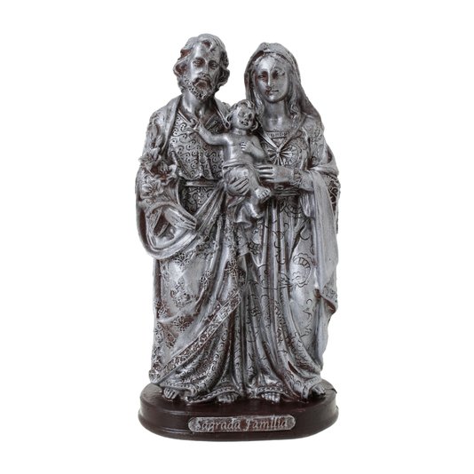 Imagem da Sagrada Família resina prata - 21cm