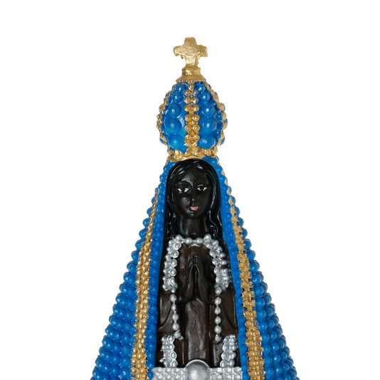 Imagem de Nossa Senhora Aparecida em Resina com Manto Trabalhado - 20,5cm