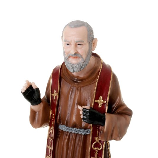 Imagem De Padre Pio Em Resina 40cm Lirio Do Vale Artigos Religiosos
