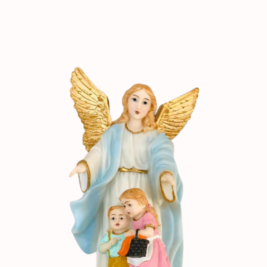 Imagem do Santo Anjo da Guarda na Cor Azul em Resina - 30cm