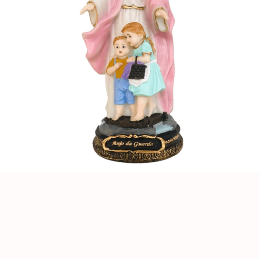 Imagem do Santo Anjo da Guarda na Cor Rosa em Resina - 30cm