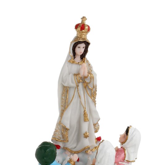 Imagem Nossa Senhora de Fátima com Pastores em Resina - 17cm