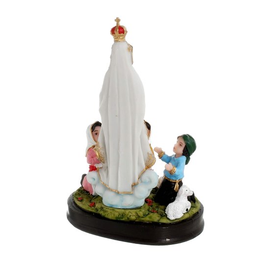 Imagem Nossa Senhora de Fátima com Pastores em Resina - 17cm