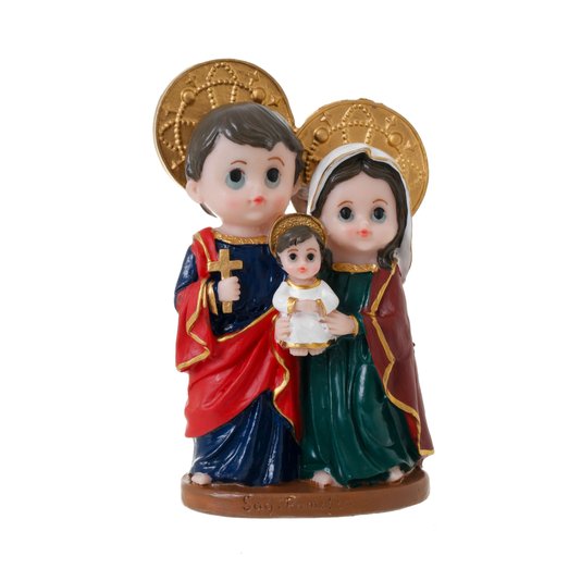 Imagem Sagrada Família infantil em resina - 14,5cm