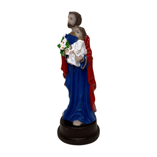 Imagem de São José com Menino Jesus em Resina Colorida - 8,5cm