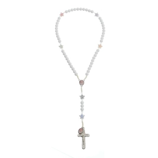 Kit Cheguei Infantil com Terço, Pulseira e Chaveiro - Branco