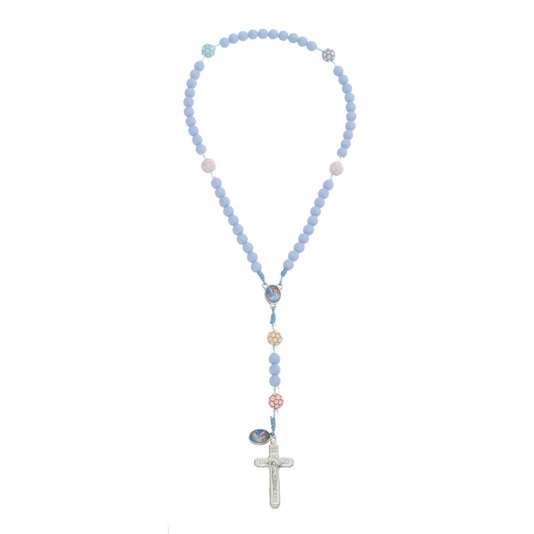 Kit Cheguei Infantil com Terço, Pulseira e Chaveiro - Azul