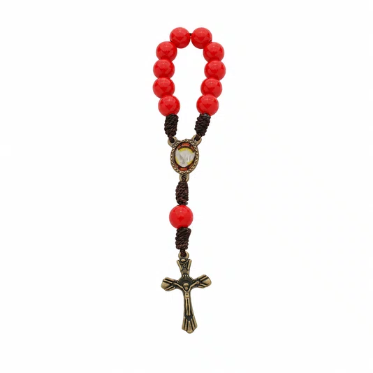 Kit Dezena Divino Espirito Santo Pérola Vermelha 8mm 6un