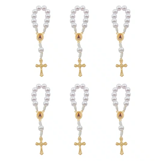 Kit Dezena Nossa Senhora Aparecida Pérola Abs Branca 8mm 6un
