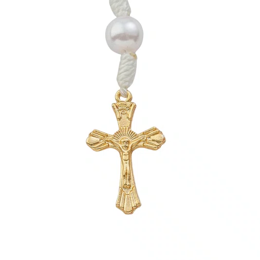 Kit Dezena Nossa Senhora Aparecida Pérola Abs Branca 8mm 6un