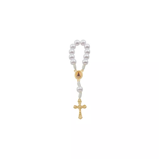 Kit Dezena Nossa Senhora Aparecida Pérola Abs Branca 8mm 6un