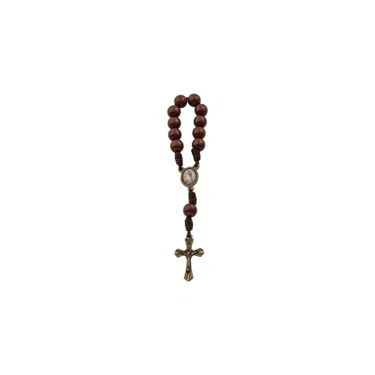 Kit Dezena Nossa Senhora da Conceição Pérola Marrom 8mm 6un