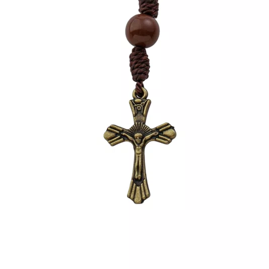 Kit Dezena Nossa Senhora da Conceição Pérola Marrom 8mm 6un