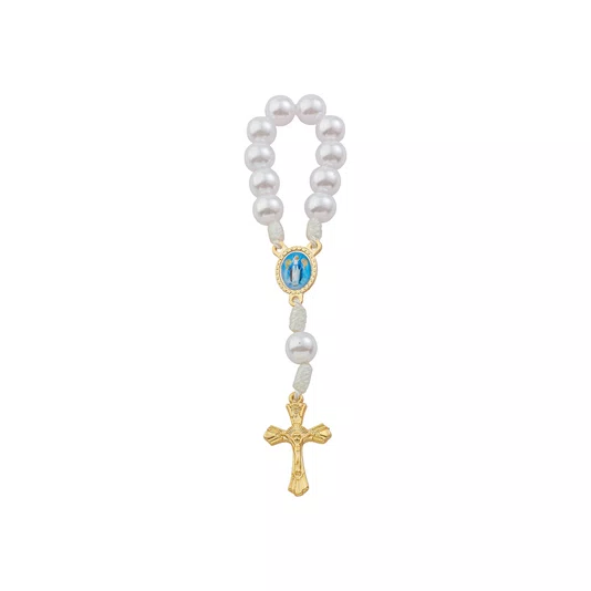 Kit Dezena Nossa Senhora Das Graças Pérola Abs Branca 8mm 6un