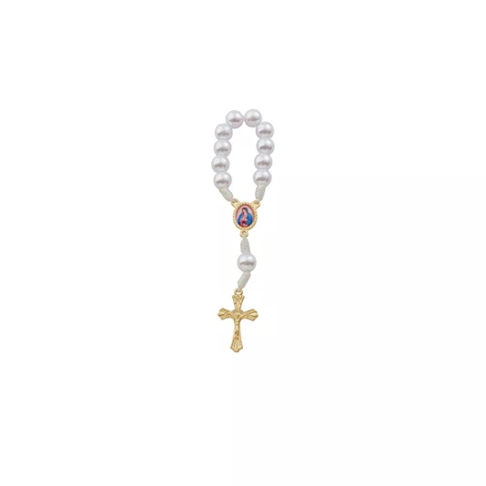 Kit Dezena Nossa Senhora de Guadalupe Pérola Abs Branca 8mm 6un