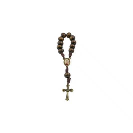Kit Dezena Nossa Senhora do Carmo Madeira Marrom Escuro 8mm 6un