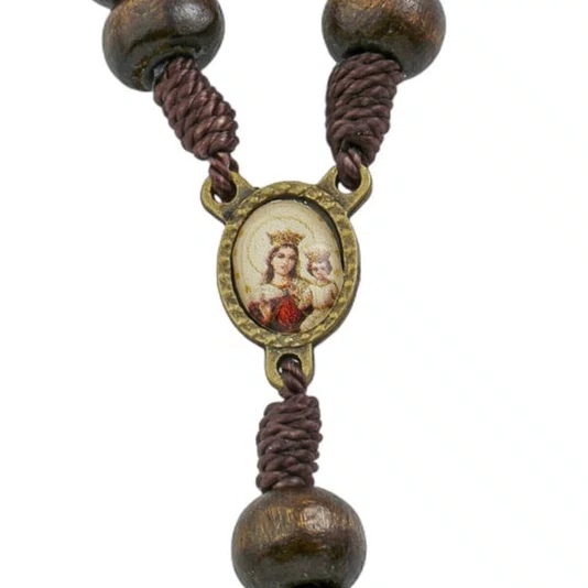 Kit Dezena Nossa Senhora do Carmo Madeira Marrom Escuro 8mm 6un