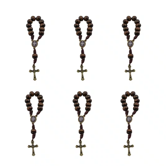 Kit Dezena São Bento Madeira Marrom Escuro 8mm 6un