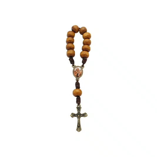 Kit Dezena São José Madeira Marrom Clara 8mm 6un
