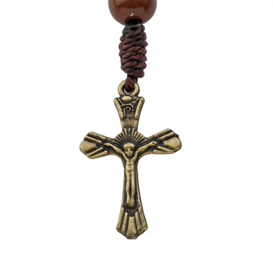 Kit Dezena São Padre Pio Pérola Marrom 8mm 6un