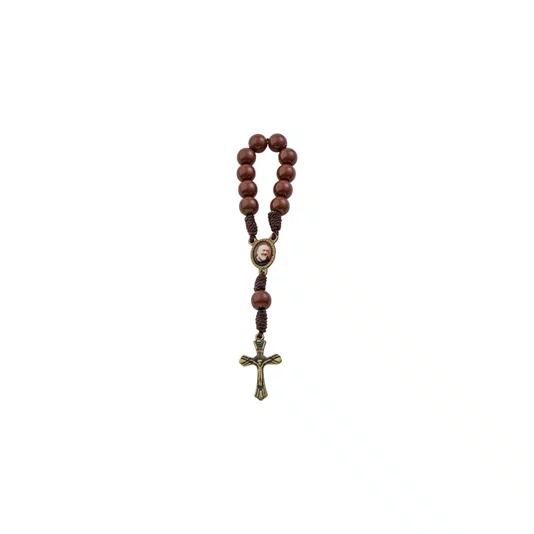 Kit Dezena São Padre Pio Pérola Marrom 8mm 6un