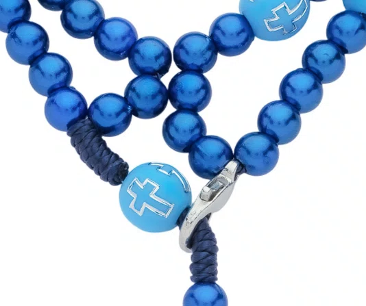 Kit Terço de Pulso de Nossa Senhora Aparecida Azul Escuro - 3Un