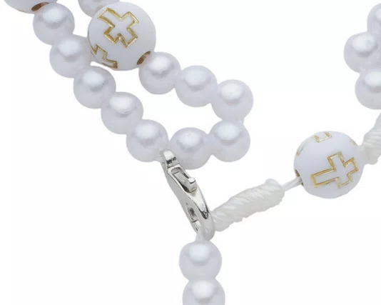 Kit Terço de Pulso de Nossa Senhora Aparecida Branco - 3Un